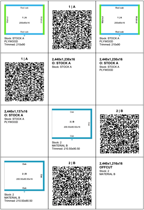Part labels with QR codes
